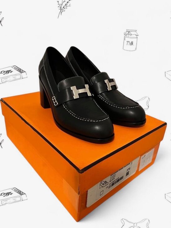 Hermes Shoes - Hermès Dauphine 70 loafer in black leather Pumps SZ 37